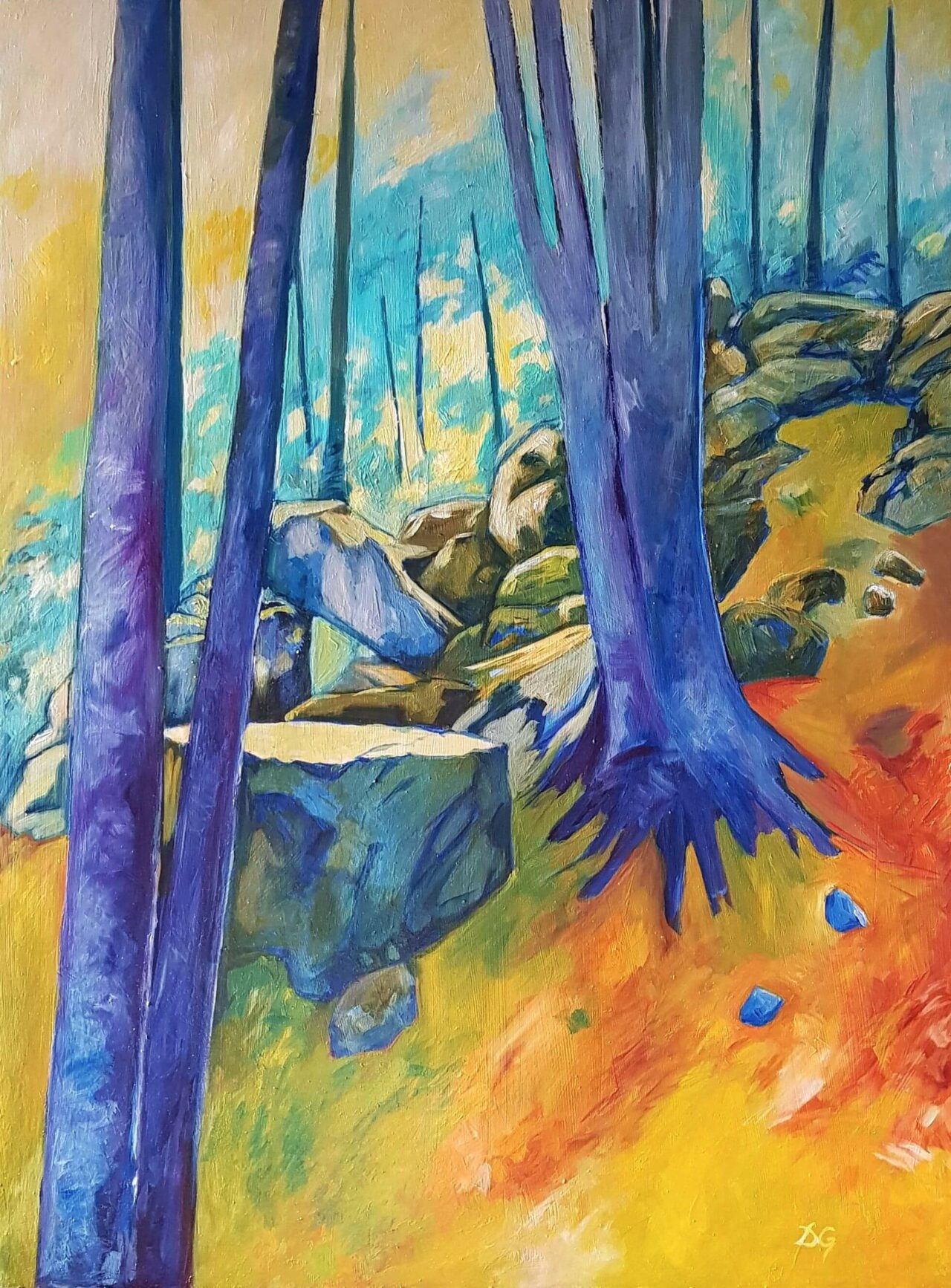 Sous-bois III - huile sur bois : 80cm x 60cm - 2025
