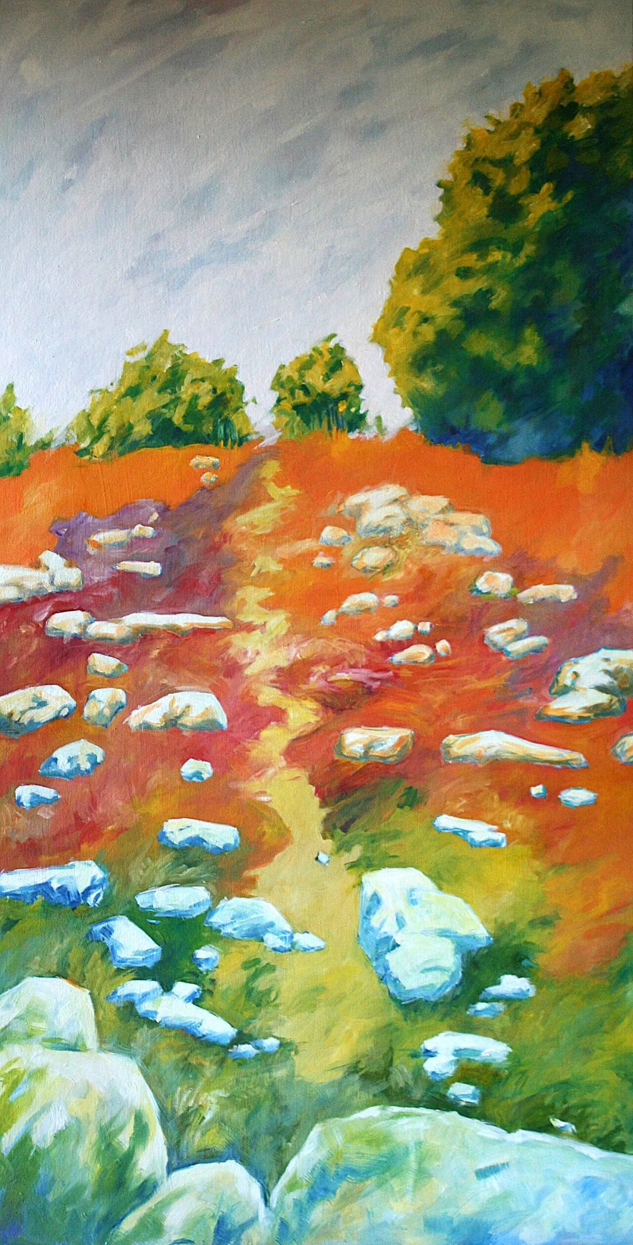 Le sentier - huile sur panneau de bois 128cm x 66cm - 2025